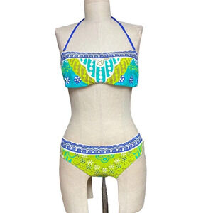 Trina Turk Seychelles Bikini Set Blue Green Size 4‎